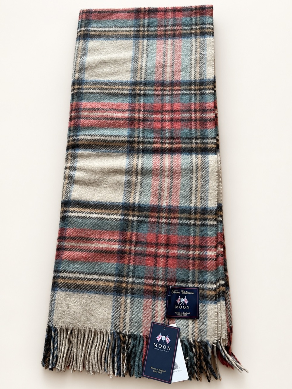 Moon NWT Pure New Wool Tartan Plaid Throw Blanket Made in England 55x73